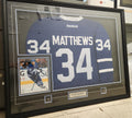 (Local Pick-up Only) Auston Matthews Signed Auto Autographed Jersey 34" x 42" Framed Toronto Maple Leafs Blue Reebok Premium (Pre-owned)