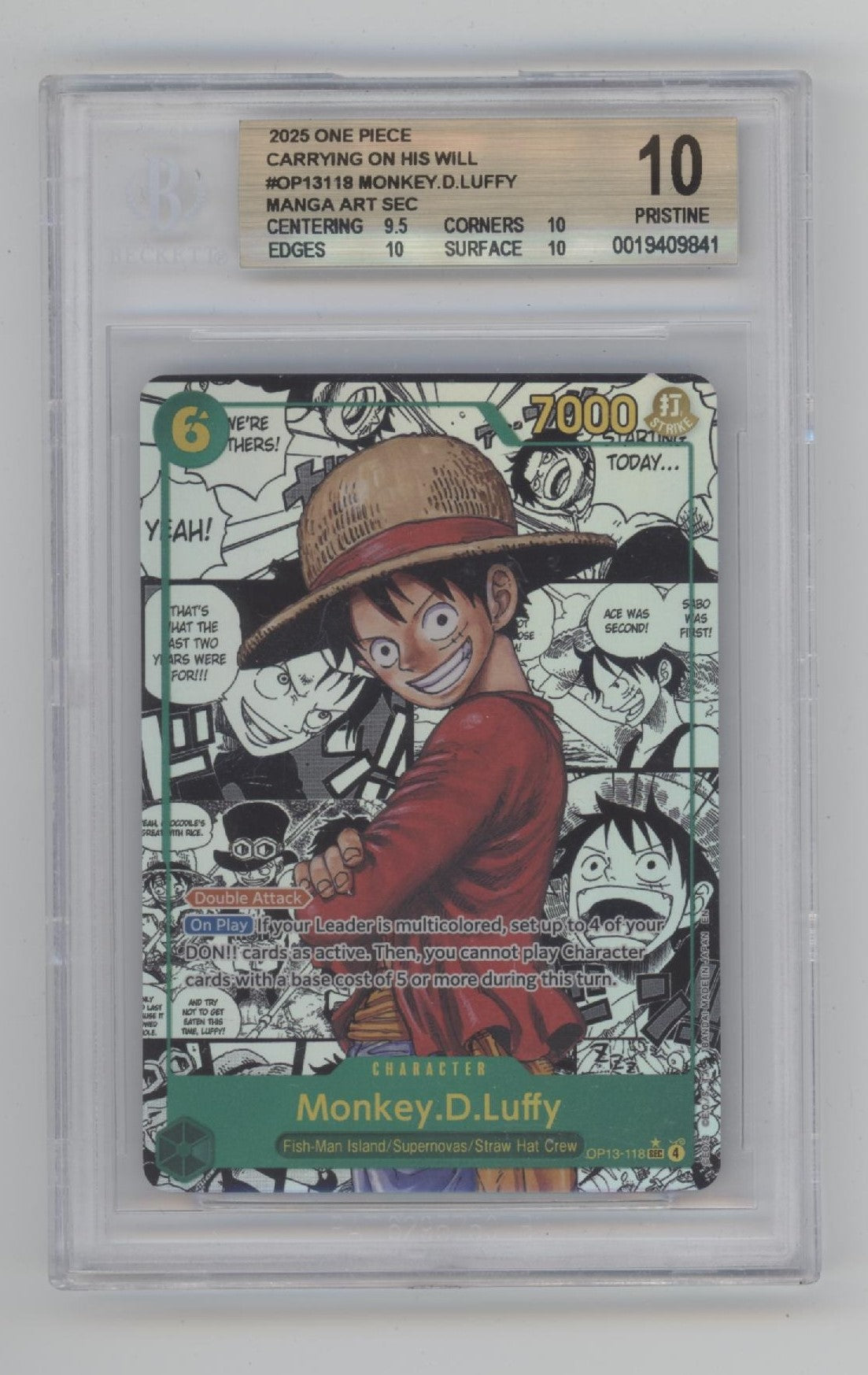Monkey D Luffy One Piece Card Game Carrying On His Will Manga Alt Art Beckett 10