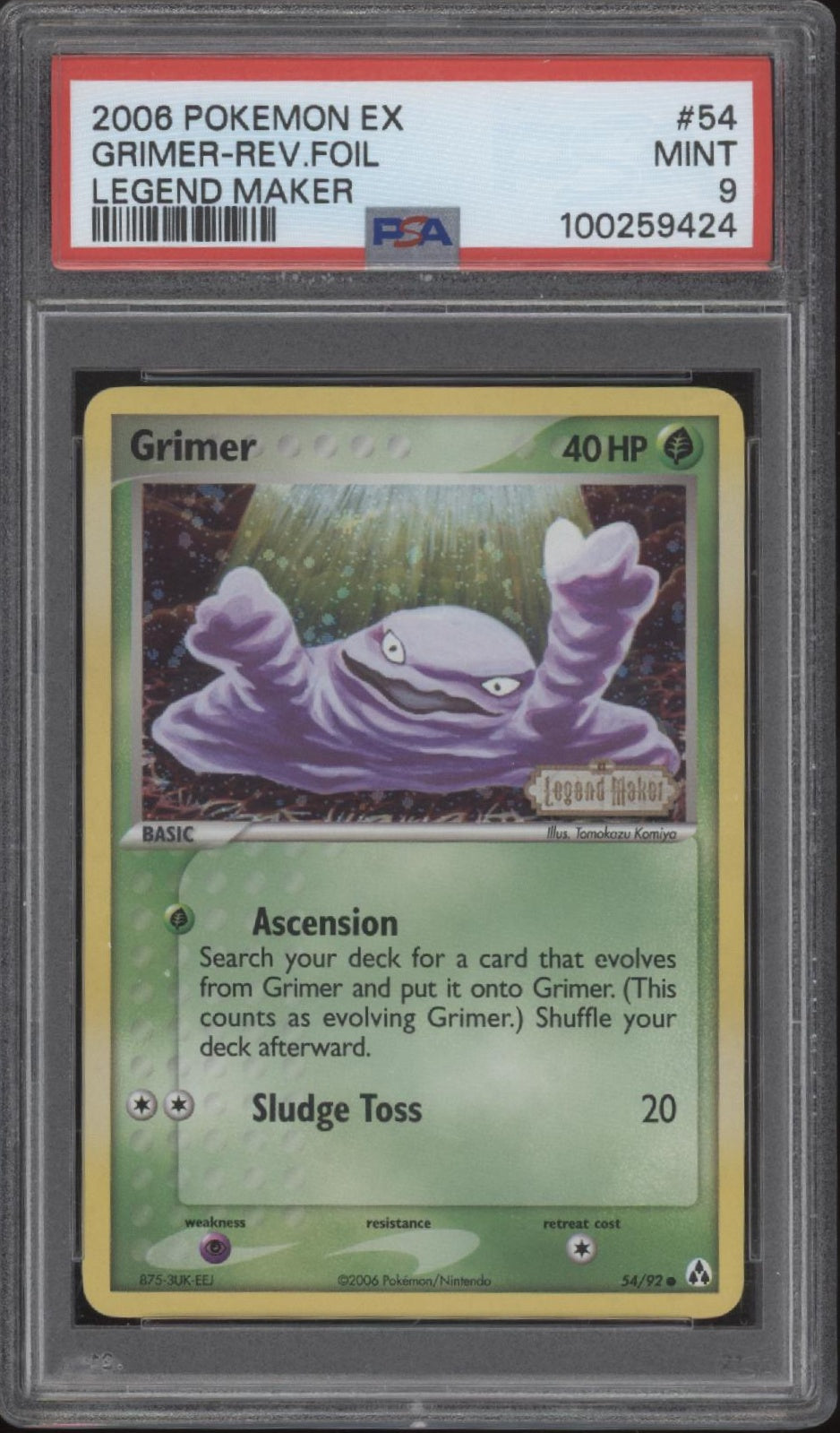 Grimer Pokemon Legend Maker Reverse Foil #54 PSA 9