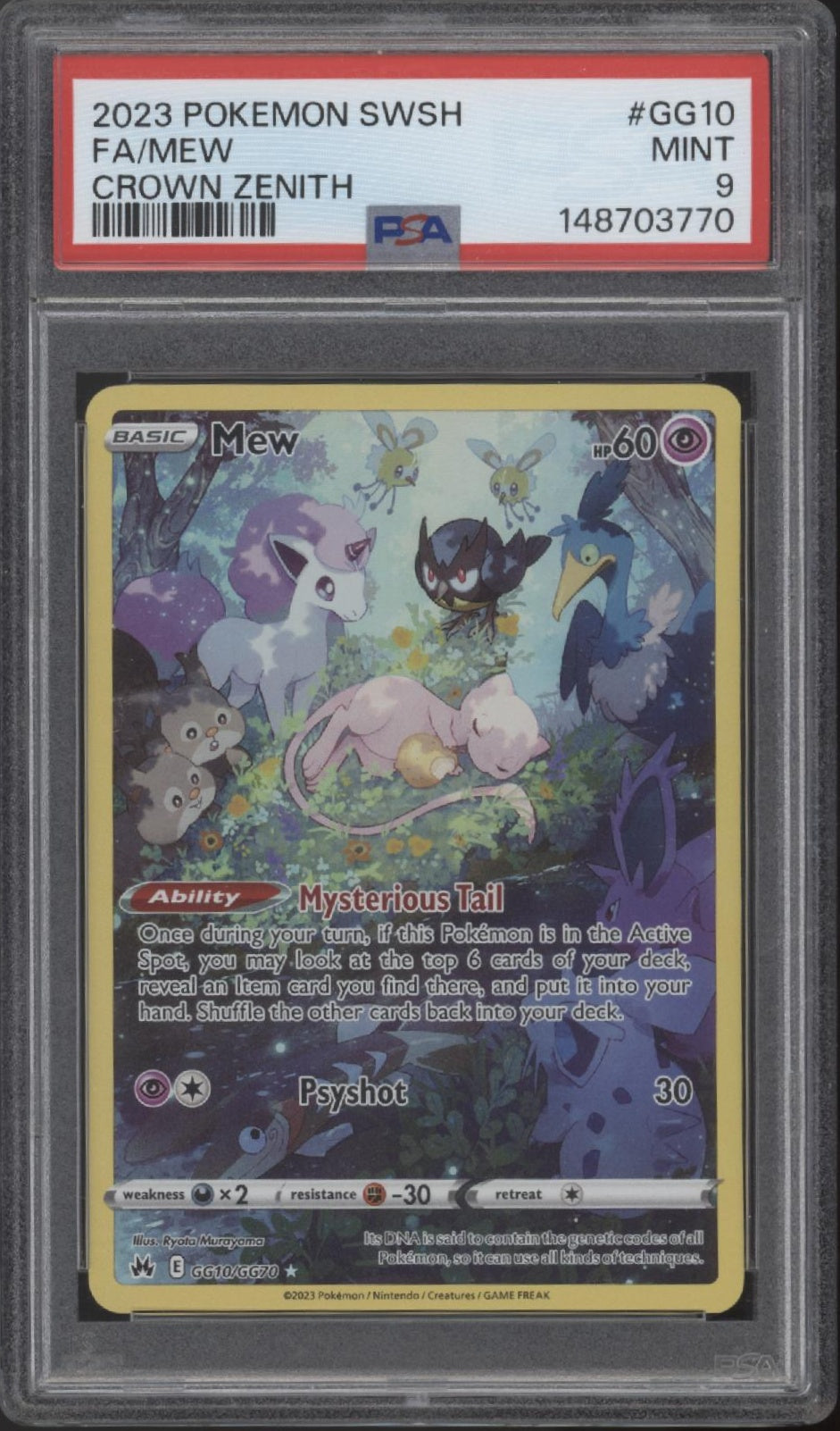 Mew Pokemon Crown Zenith Full Art #GG10 PSA 9