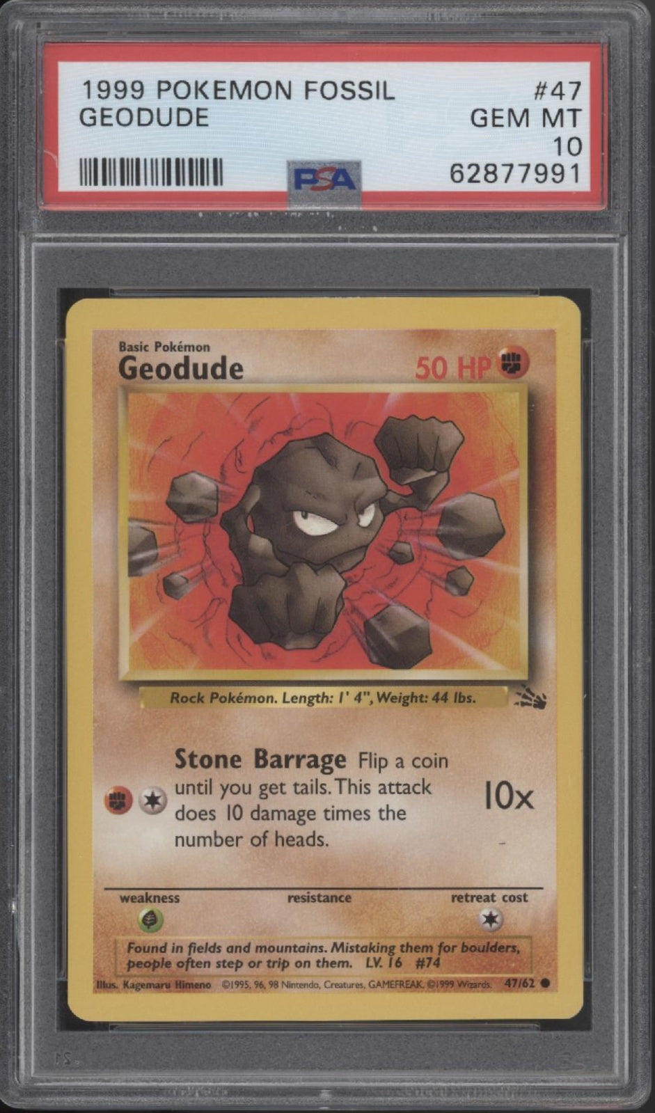 Geodude Pokemon Fossil #47 PSA 10