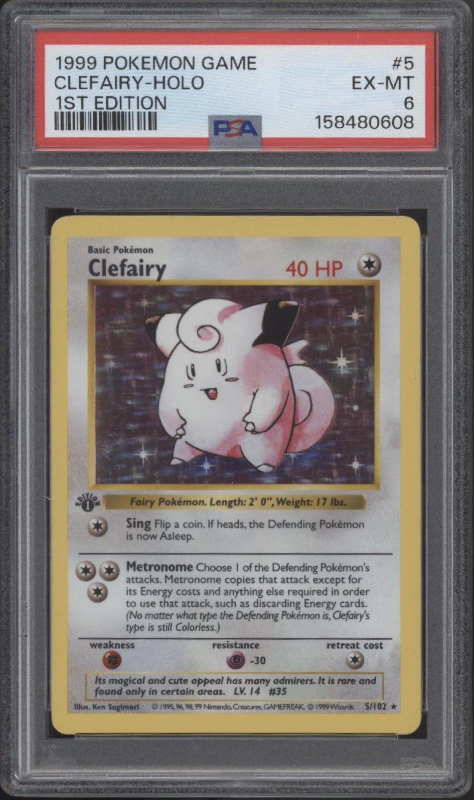 Clefairy Pokemon Base Set Holo 1st Edition #5 PSA 6