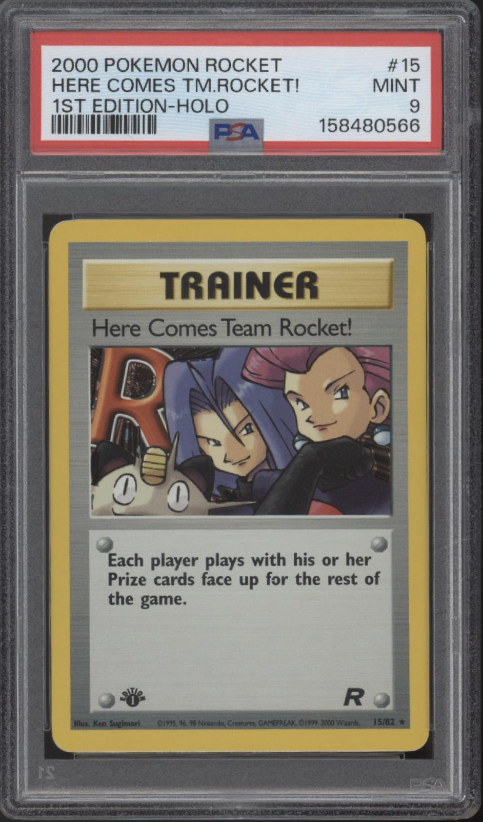 Here Comes Team Rocket! Pokemon Team Rocket Holo 1st Edition #15 PSA 9