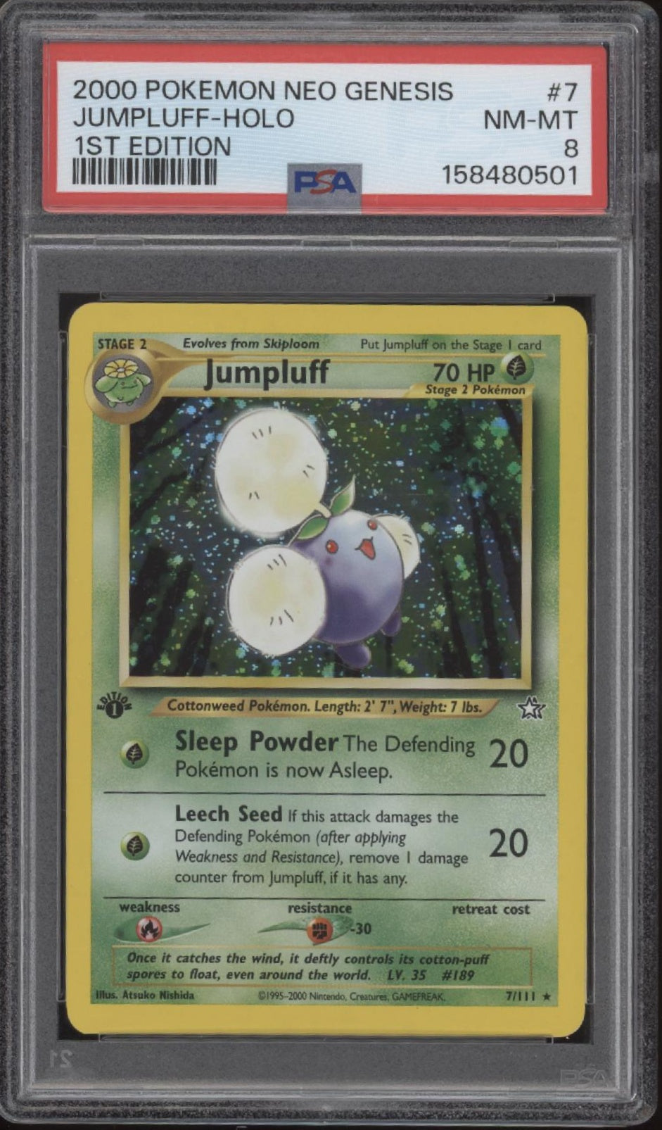 Jumpluff Pokemon Neo Genesis Holo 1st Edition #7 PSA 8