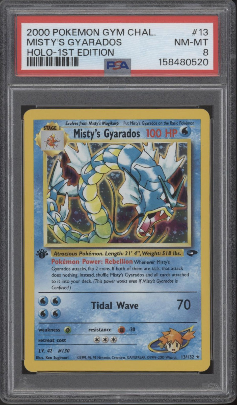 Misty's Gyarados Pokemon Gym Challenge Holo 1st Edition #13 PSA 8