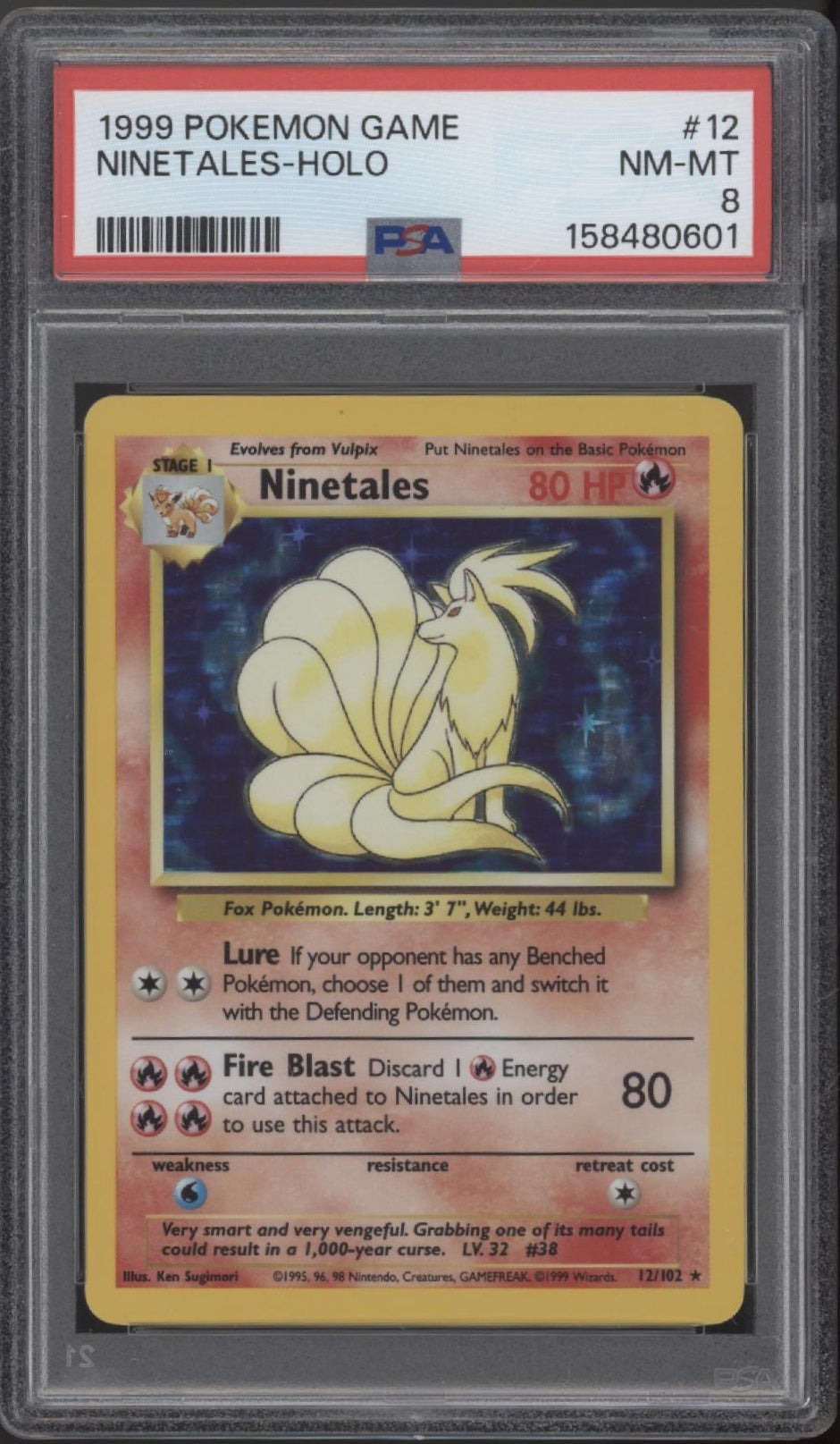 Ninetales Pokemon Base Set Holo #12 PSA 8