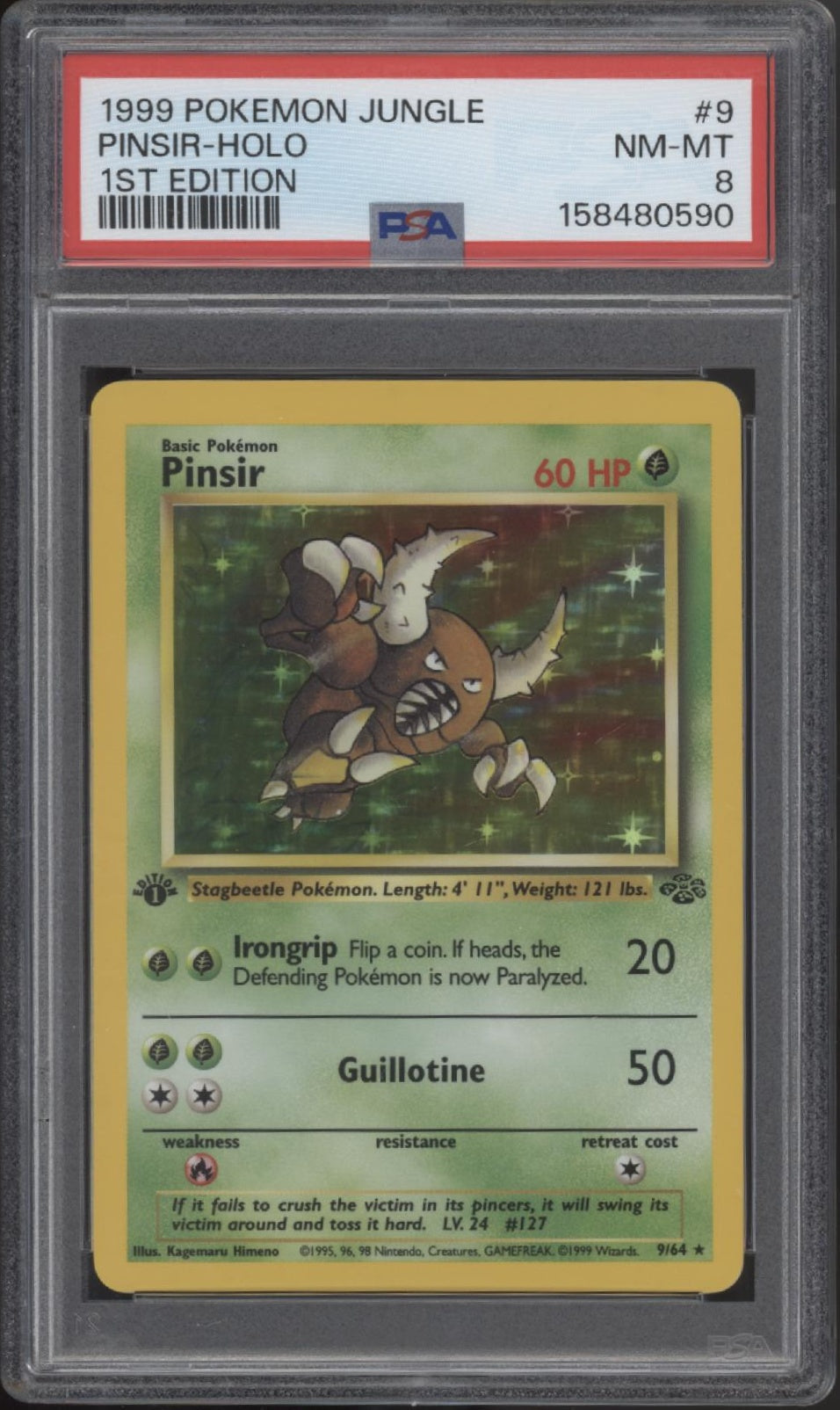 Pinsir Pokemon Jungle Holo 1st Edition #9 PSA 8