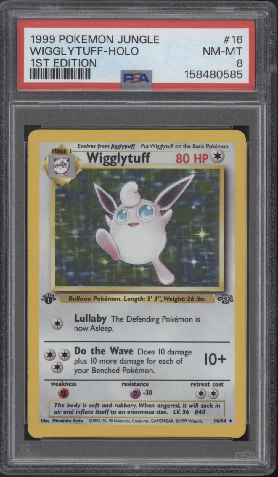 Wigglytuff Pokemon Jungle Holo 1st Edition #16 PSA 8