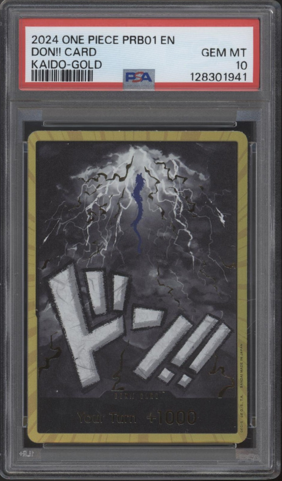 Don!! Card One Piece Card Game PRB01 Kaido Gold PSA 10