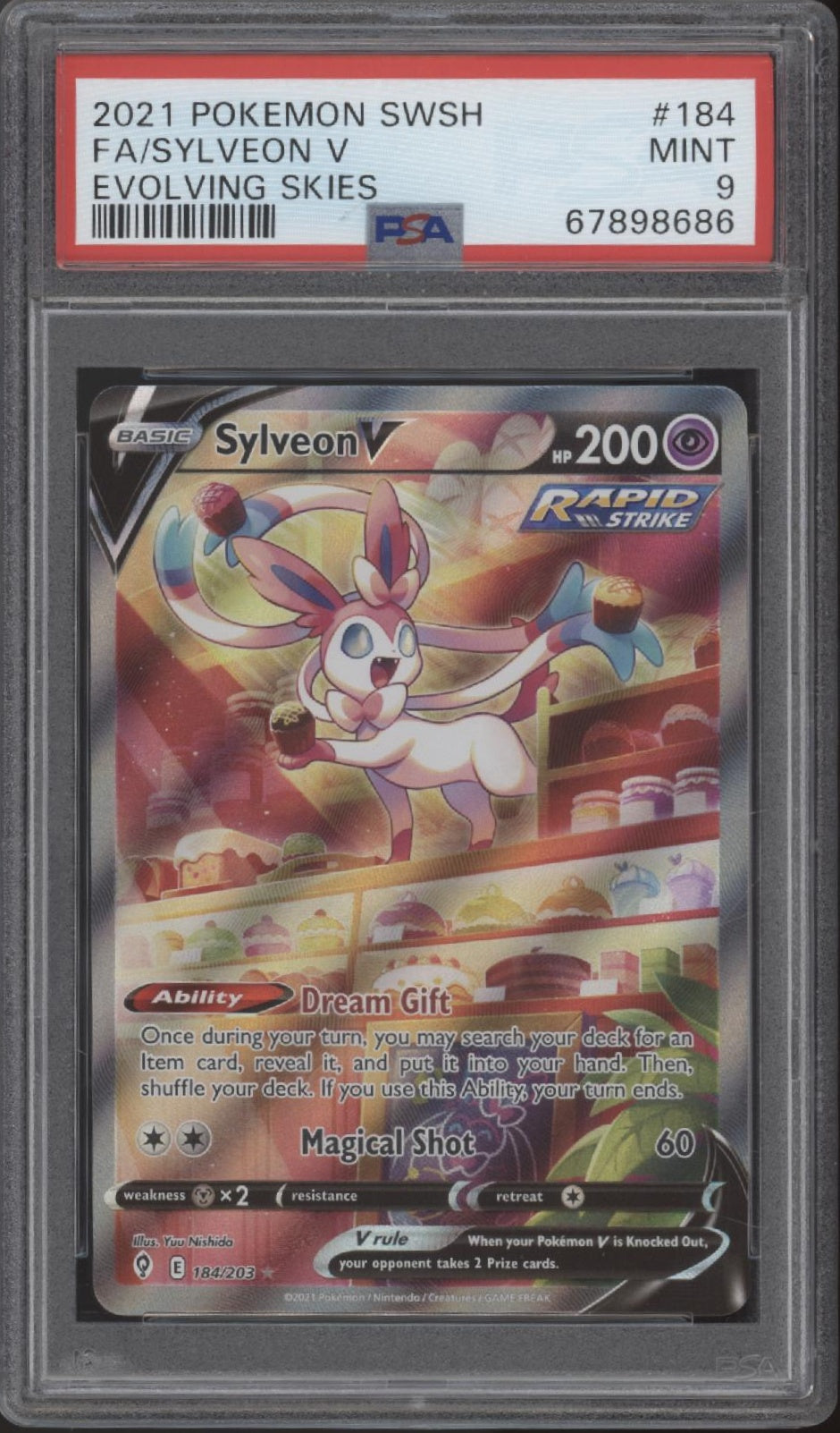 Sylveon V Pokemon Evolving Skies Full Art #184 PSA 9