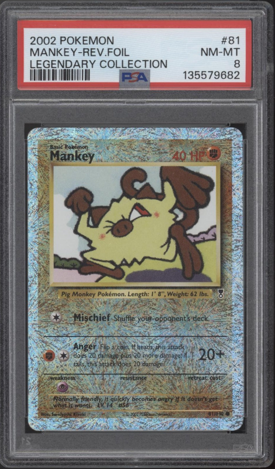 Mankey Pokemon Legendary Collection Reverse Foil #81 PSA 8