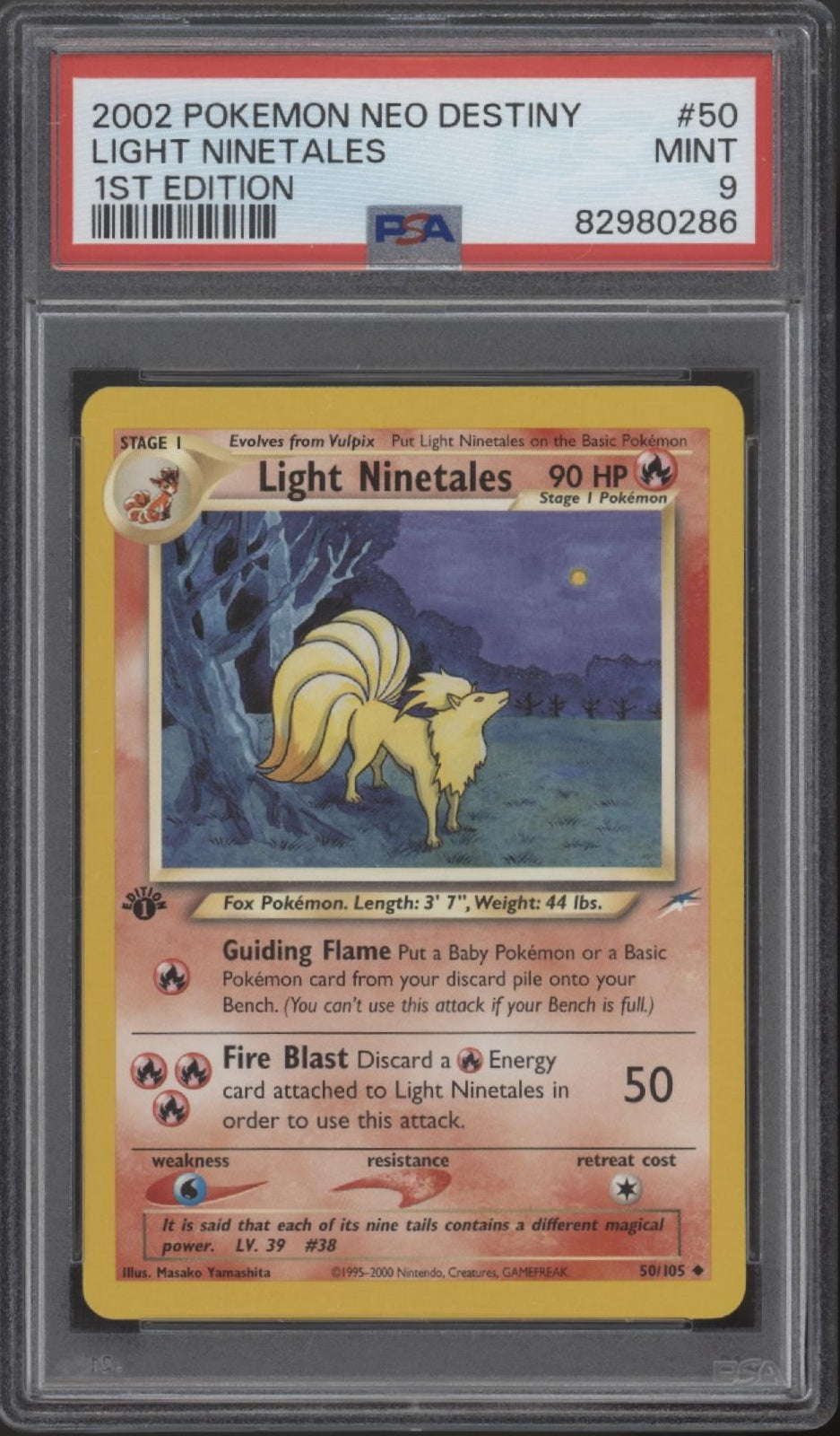 Light Ninetales Pokemon Neo Destiny 1st Edition #50 PSA 9
