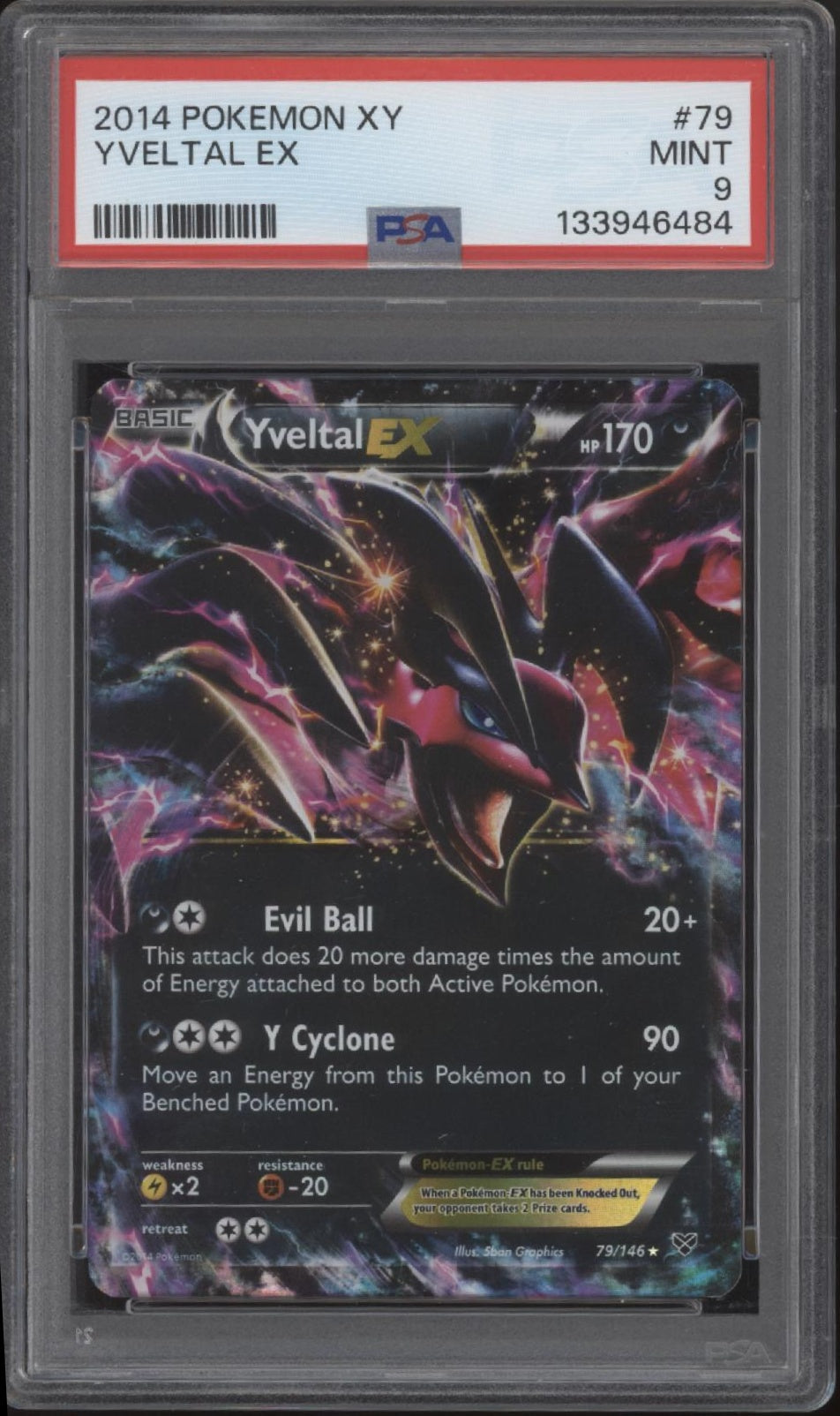 Yveltal ex Pokemon XY #79 PSA 9