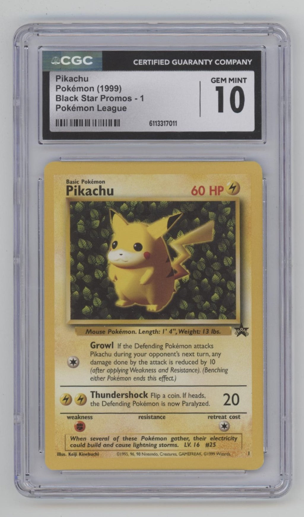 Pikachu Pokemon League Black Star Promo #1 CGC 10