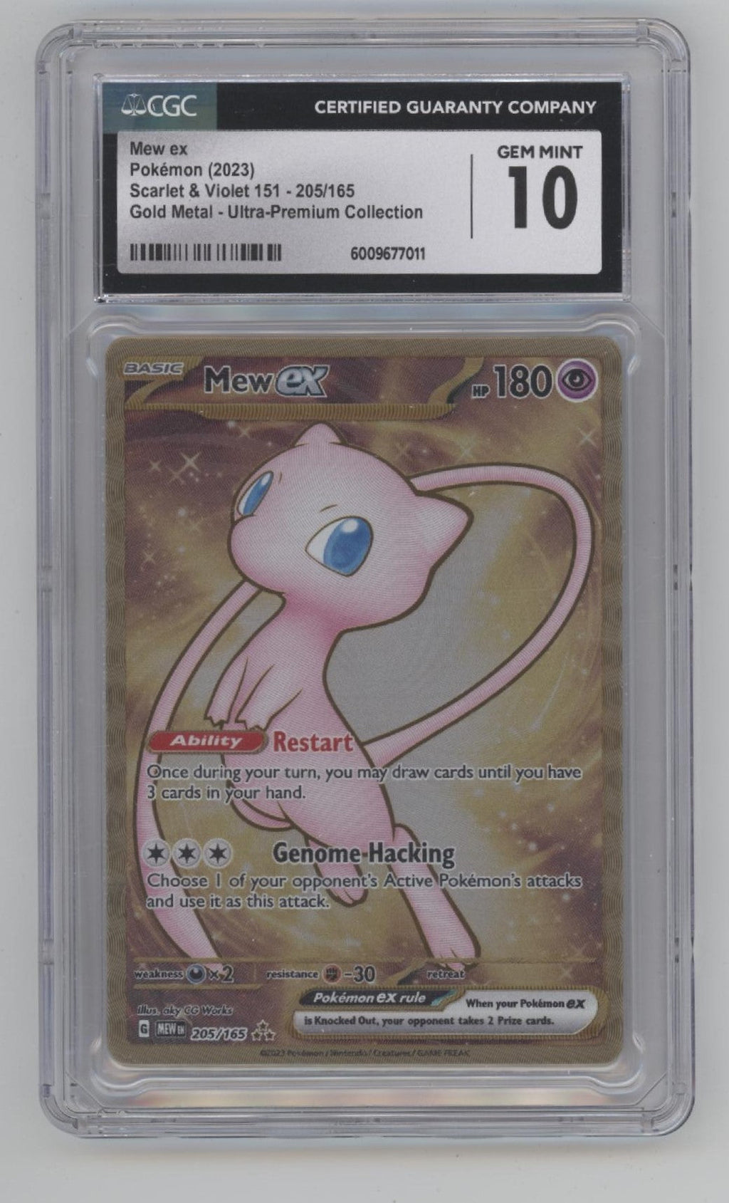 Mew ex Pokemon 151 Gold Metal Ultra Premium Collection #205 CGC 10