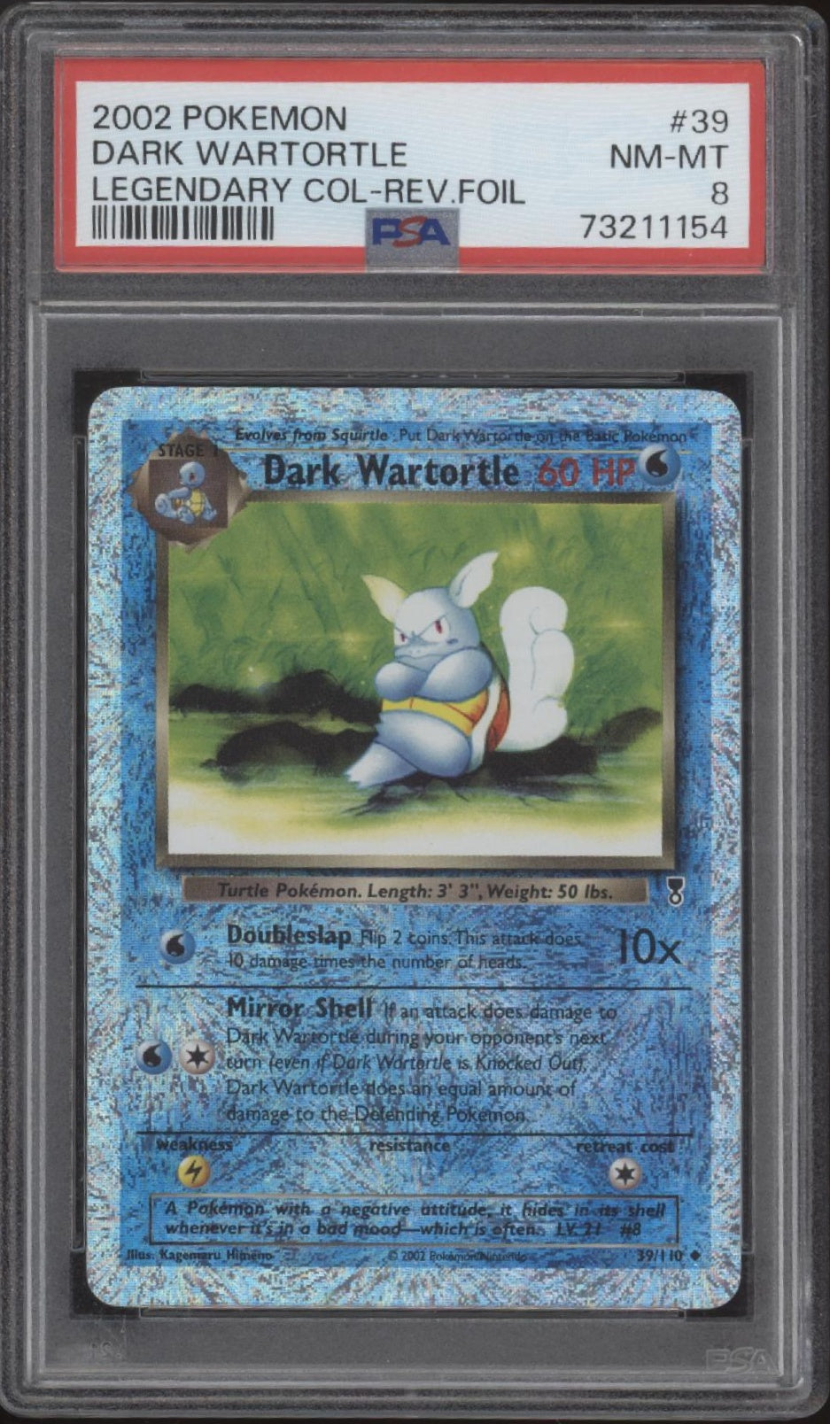 Dark Wartortle Pokemon Legendary Collection Reverse Foil #39 PSA 8