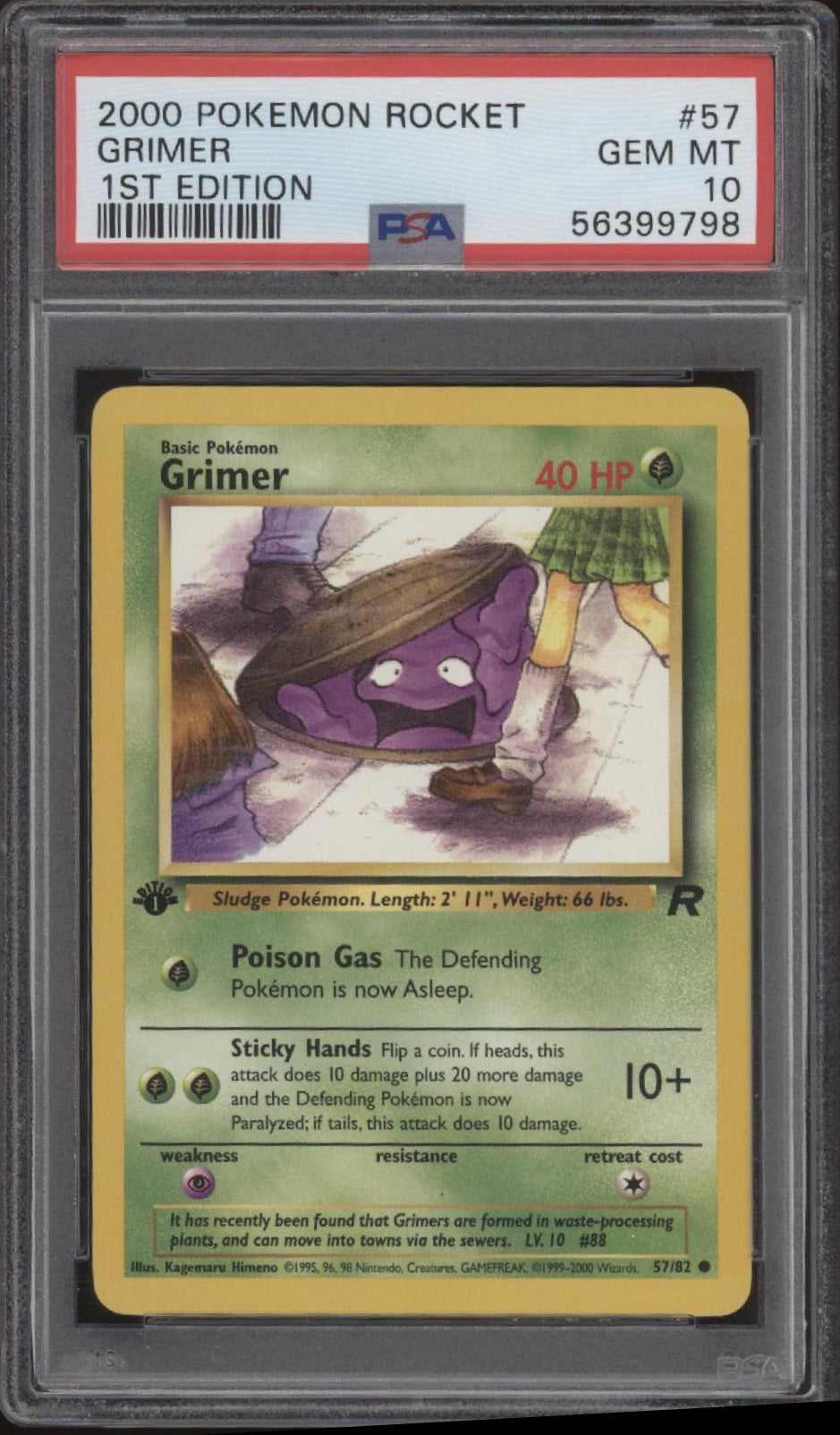 Grimer Pokemon Team Rocket 1st Edition #57 PSA 10
