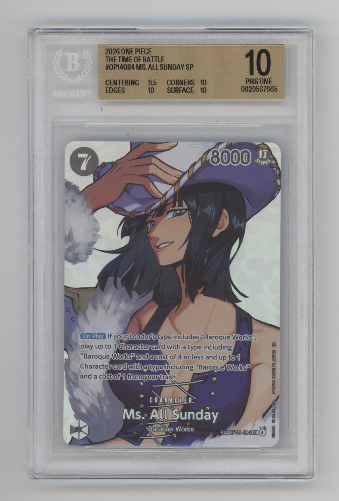 Ms. All Sunday One Piece Card Game The Time of Battle #084 Beckett 10 Pristine