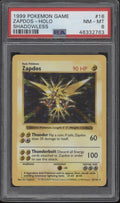 Zapdos Pokemon Base Set Holo Shadowless #16 PSA 8