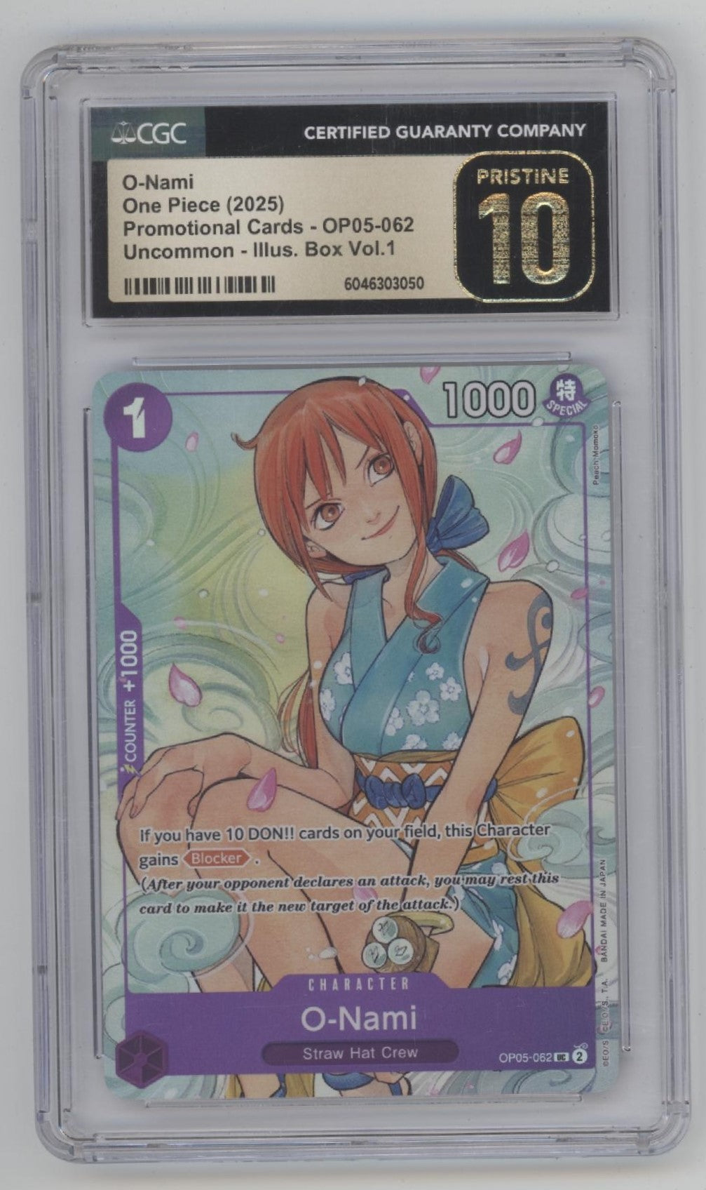 O-Nami One Piece Card Game Illustration Box Vol. 1 #062 CGC 10 Pristine