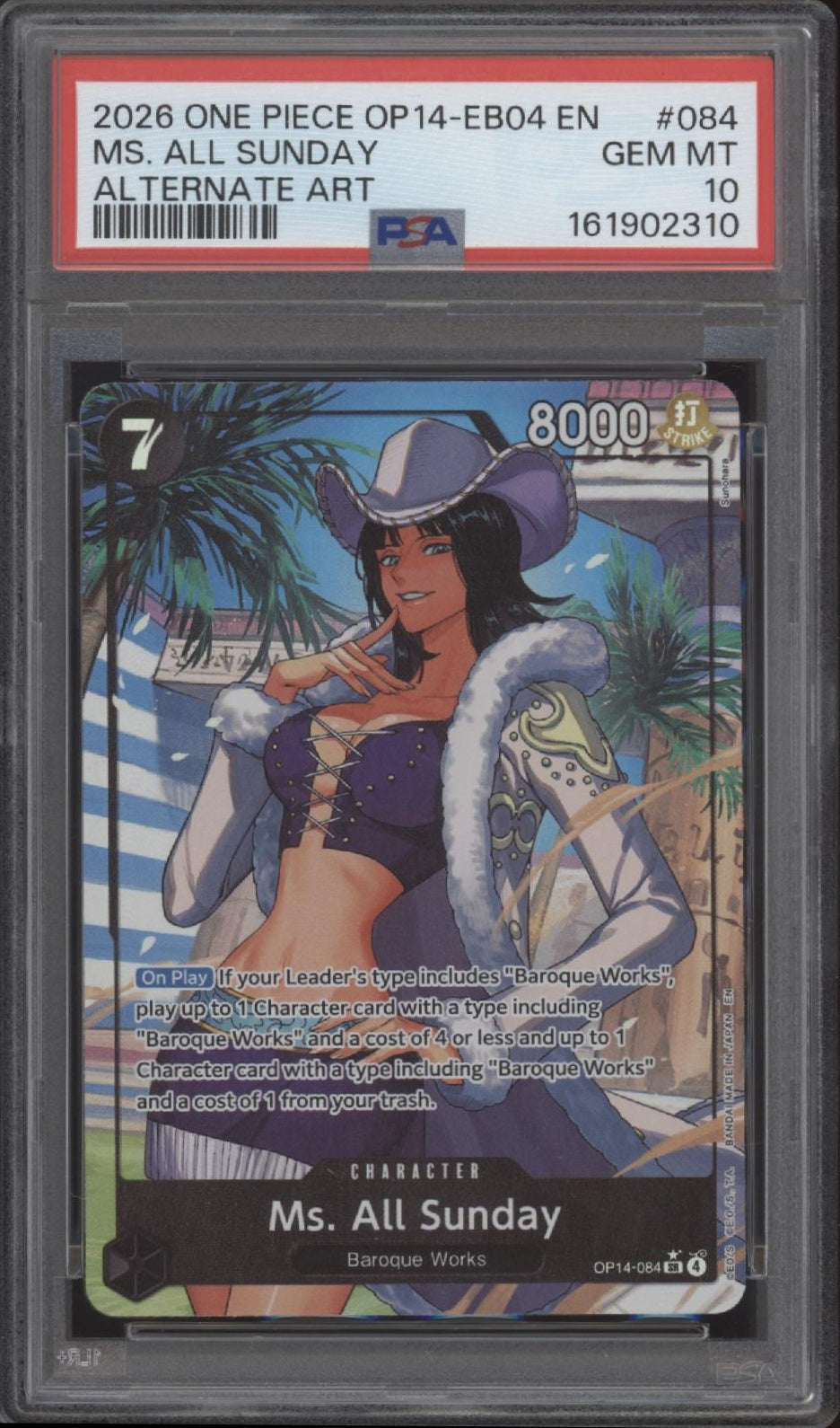 Ms. All Sunday One Piece Card Game OP14-EB04 Alternate Art #084 PSA 10