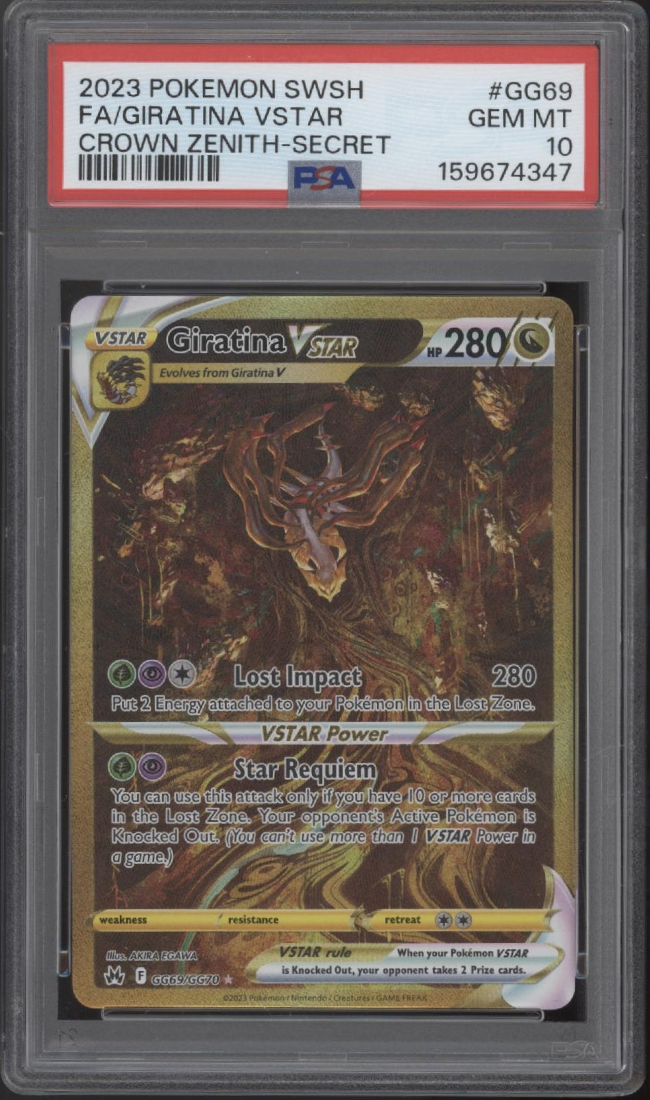 Giratina VSTAR Pokemon Crown Zenith Secret Full Art #GG69 PSA 10
