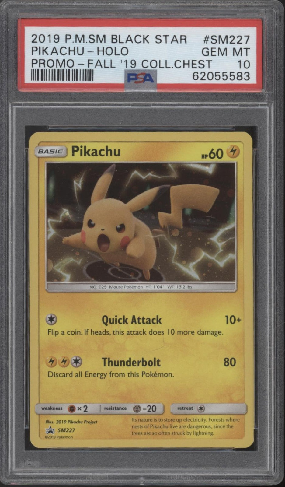 Pikachu Pokemon Fall 2019 Collector Chest Holo Promo #SM227 PSA 10 #1