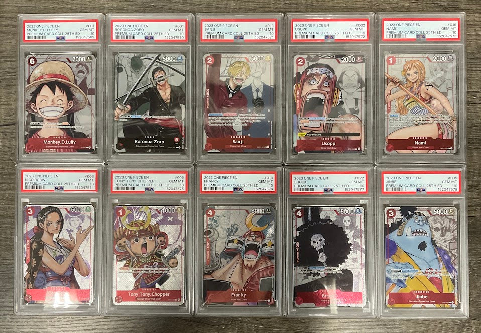 One Piece Card Game Premium Card Collection 25th Edition Sequential PSA 10 Set