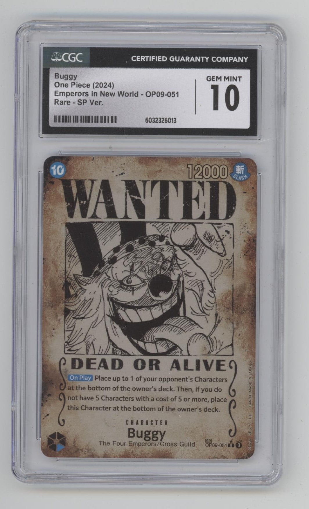 Buggy One Piece Card Game OP09 Wanted Alternate Art #051 CGC 10