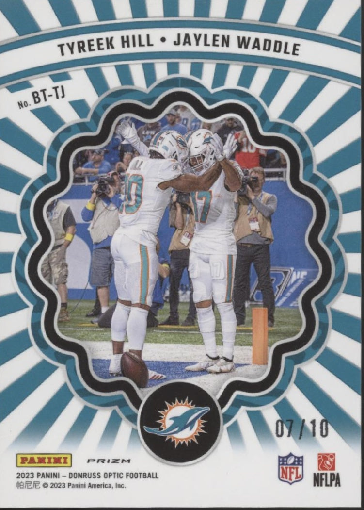 Tyreek Hill / Jaylen Waddle 2023 Panini Donruss Optic Tuddys Prizm 07/10 #BT-TJ