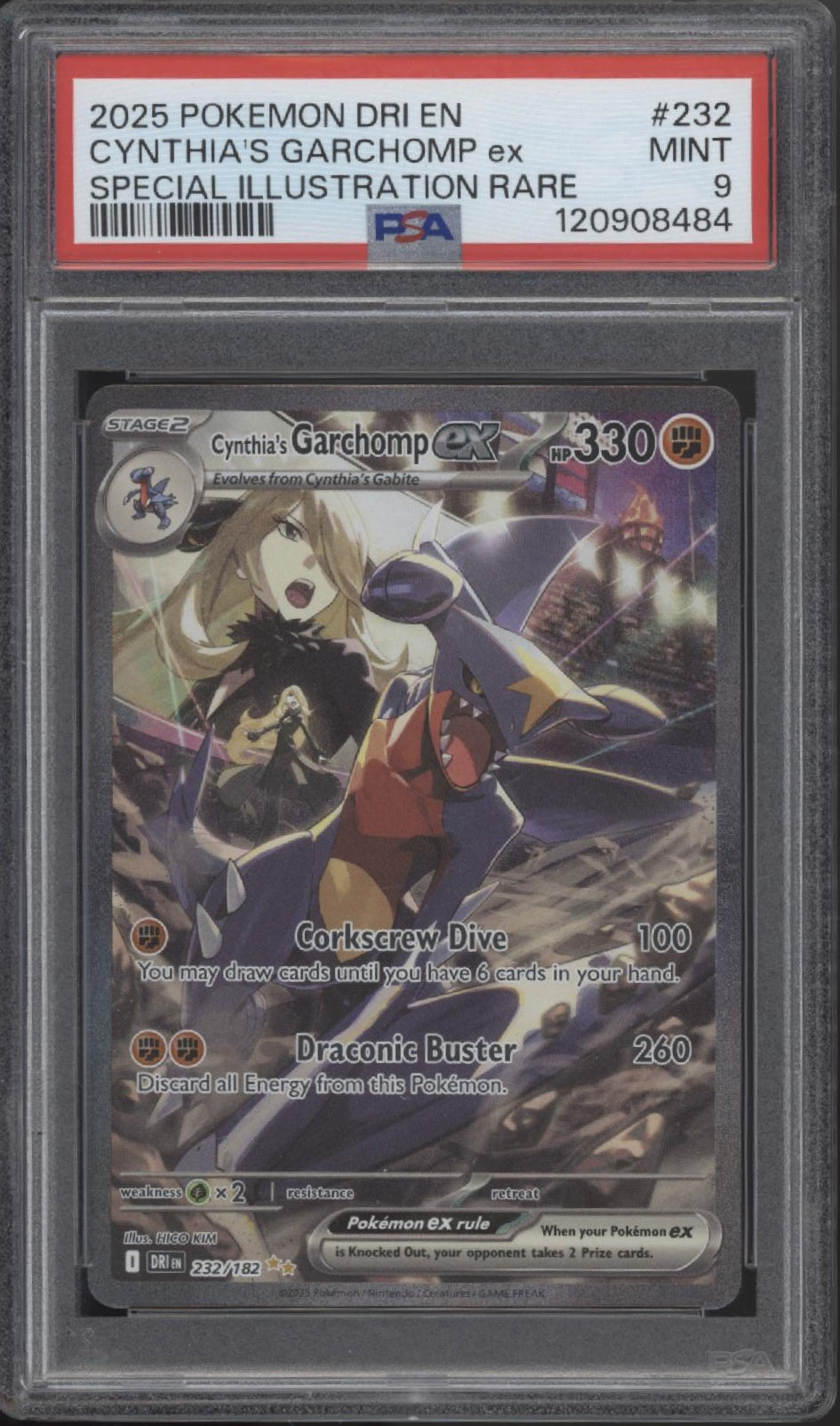 Cynthia's Garchomp ex Pokemon Destined Rivals Special Illustration Rare PSA 9