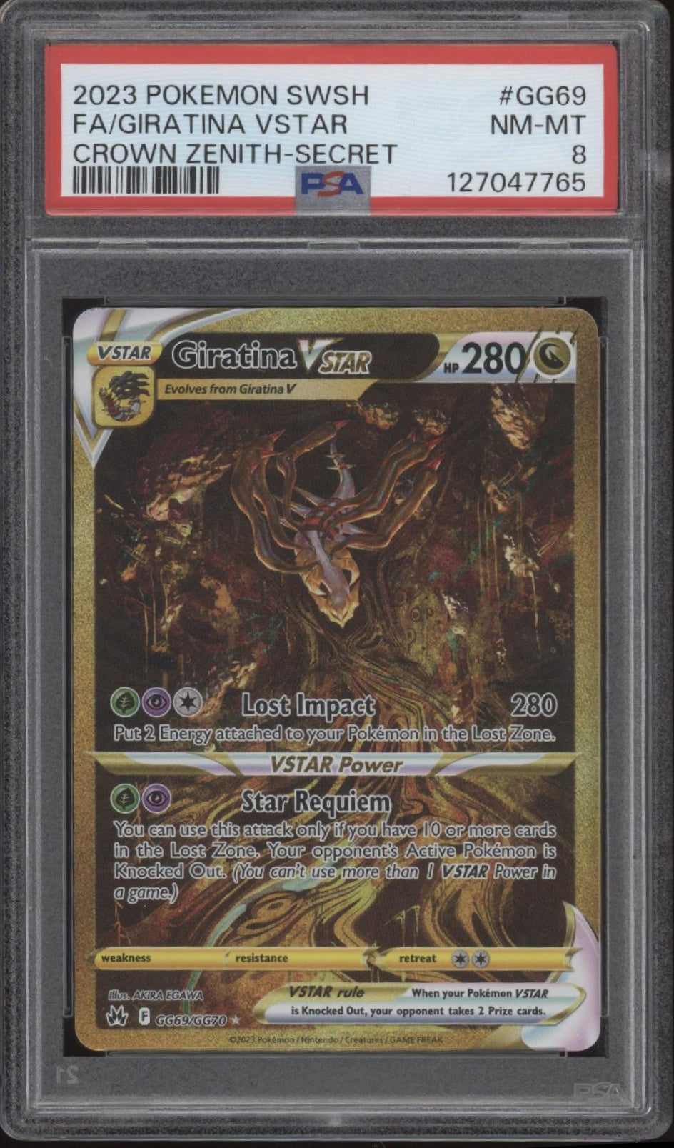Giratina VSTAR Pokemon Crown Zenith Secret Full Art #GG69 PSA 8
