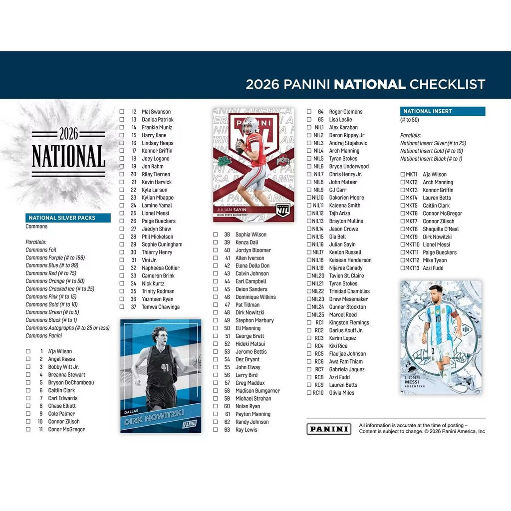 2026 Panini National VIP Exclusive Silver Pack Box (125 Packs)