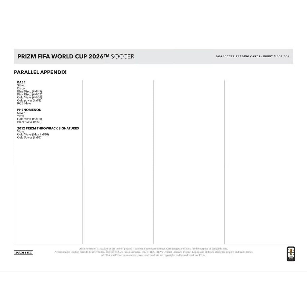 2026 Panini Prizm FIFA World Cup Soccer Hobby Mega Box