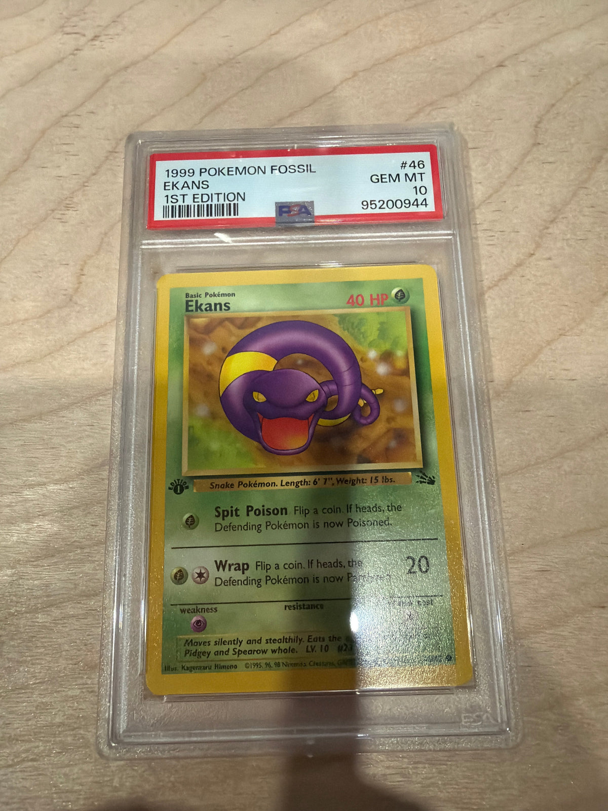 PSA 10 1999 Pokemon Ekans 1st Edition Fossil