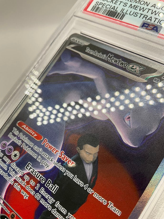 Team Rocket's Mewtwo ex Pokemon Ascended Heroes Special Illustration Rare PSA 9