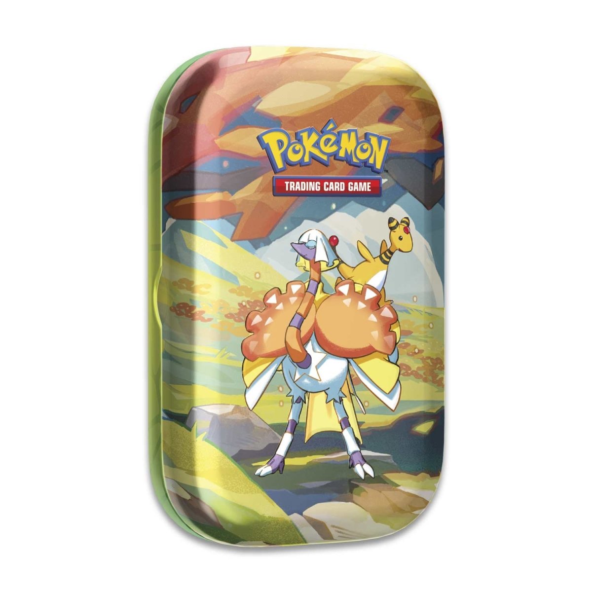 Pokemon TCG: Vibrant Paldea Mini Tin  -  Espathra & Ampharos (2 Booster Packs, 1 Sticker Sheet)