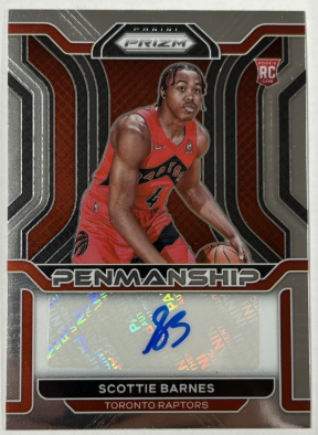 Scottie Barnes 2021 Prizm #RP-SBA Rookie Penmanship Auto Autographed Signed Signature Card RC (Rookie Card)
