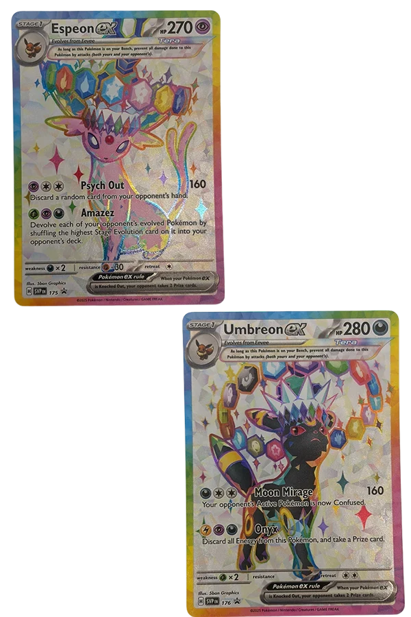 Espeon & Umbreon EX SVP 175 & 176 -  Black Star Promo NM