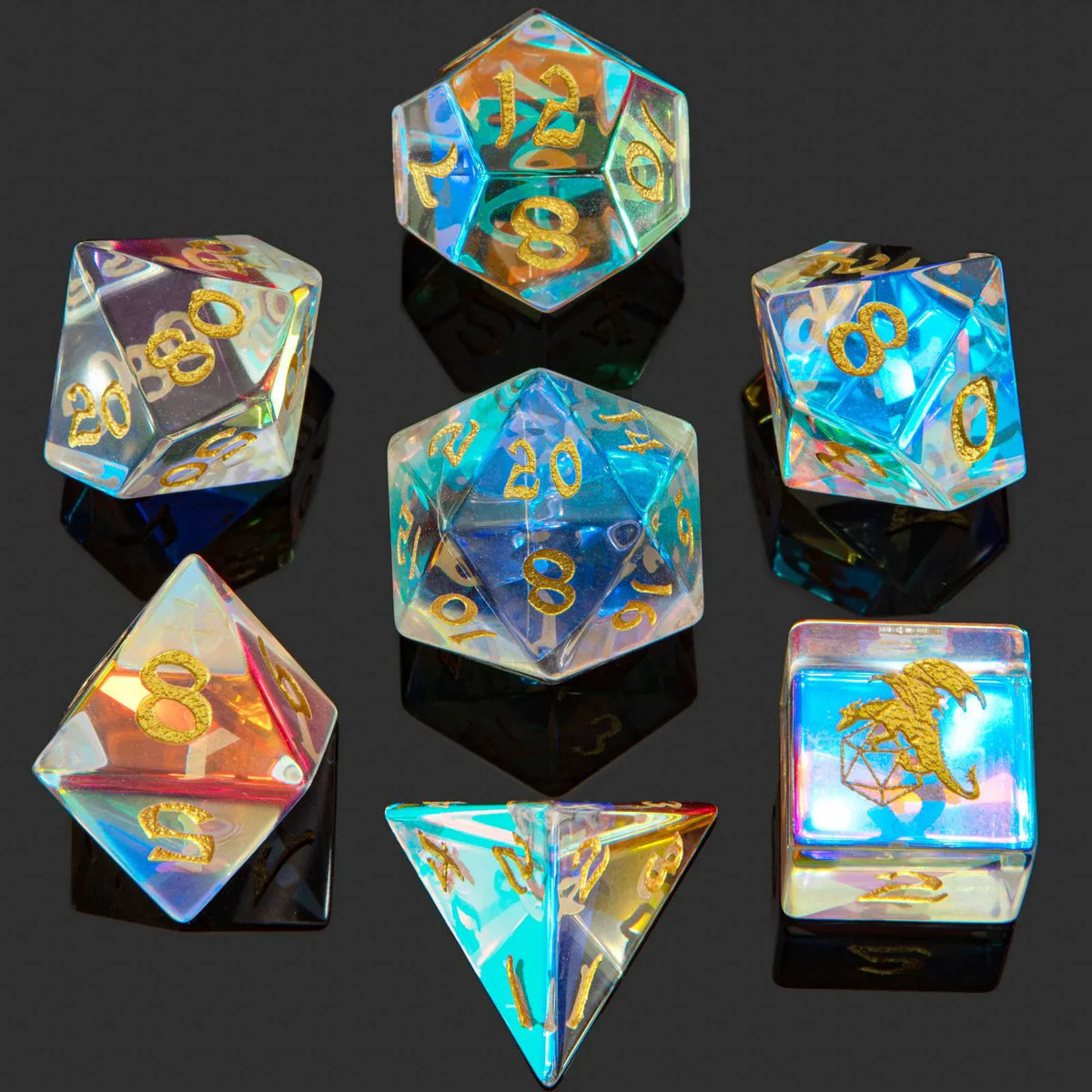 BRB011: Dragon's Hoard Gemstone Dice Set - Prismatic Crystal